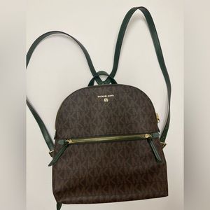 MICHAEL KORS Rhea Medium Slim Backpack rare colours combo Brown and green